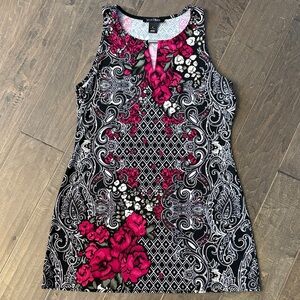 White House Black Market Black and Pink Tunic Top